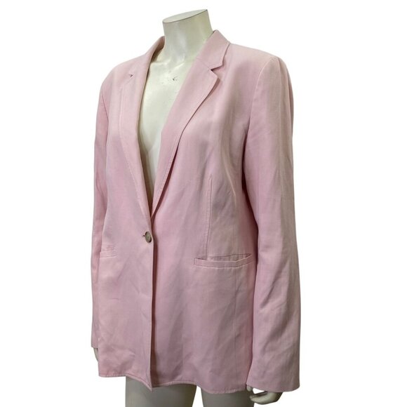 Loft Womens Linen Blend Blazer Single-Button Closure Notch Lapel Sz 14 - Picture 2 of 9